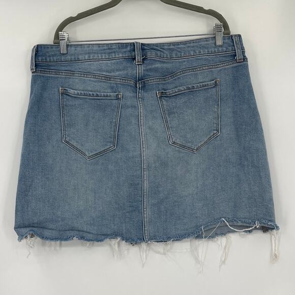 Old Navy Y2K Button Fly Denim Mini Skirt Sz 18 Raw Hem Festival Western Indie - Picture 5 of 9